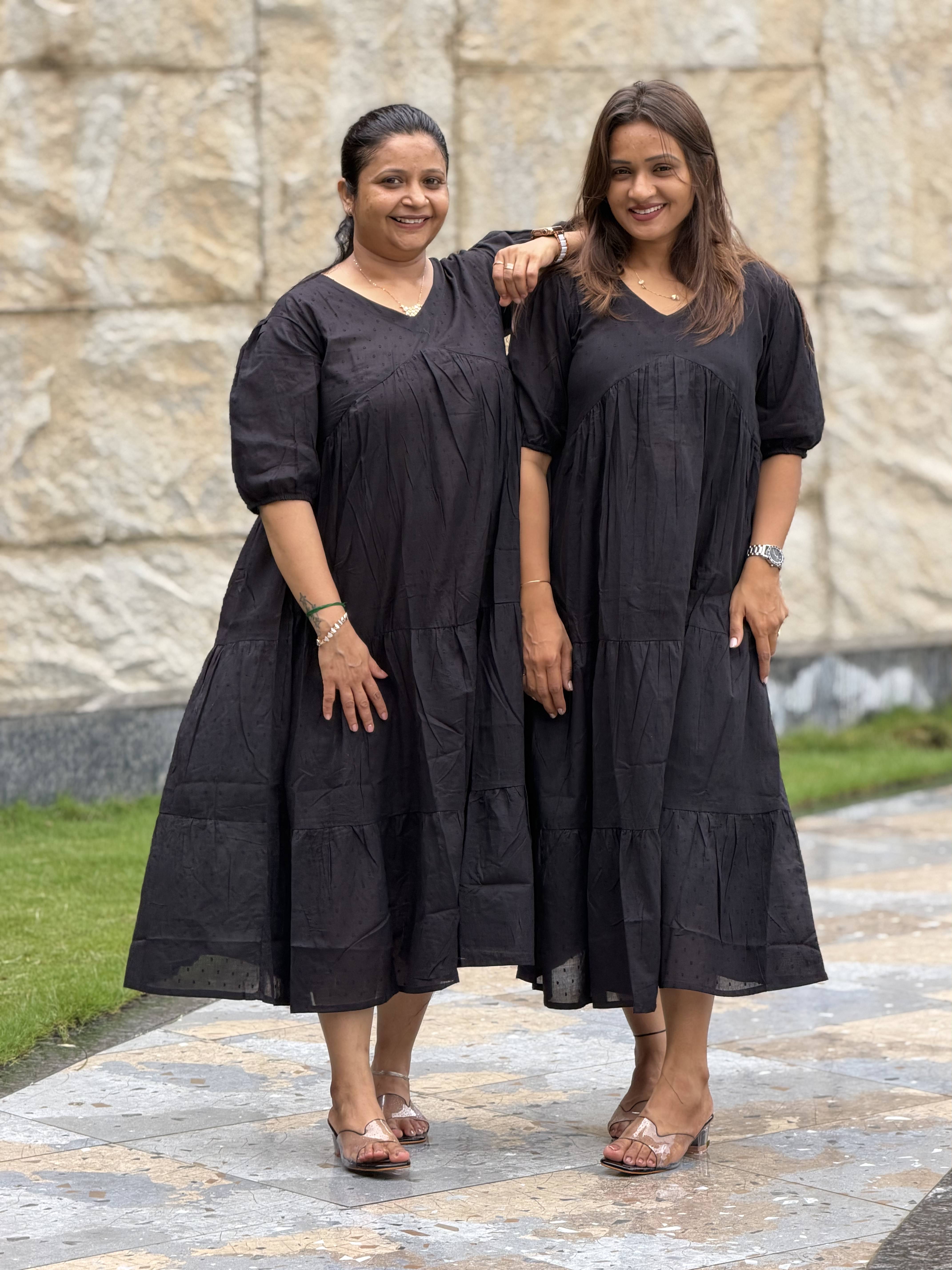 Cotton Tiered Midi Dress (One Piece)